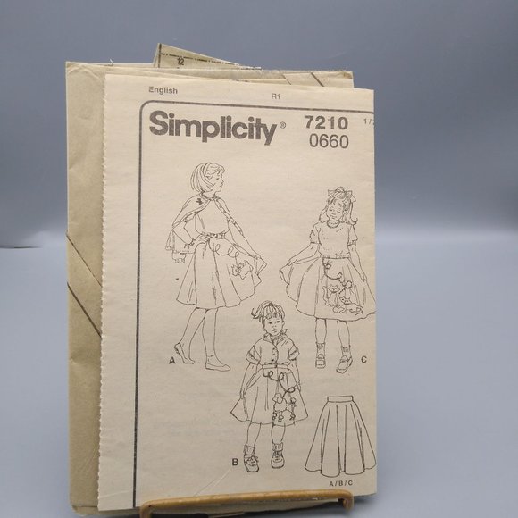 Vintage Sewing PATTERN Simplicity 7210 0660, Girls 1950s Circle Skirt Poodle Cat - Picture 1 of 1